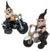 Homestyles "Biker Dude & Babe" the Biker Gnome in Leather Motorcycle Gear Riding Black and White Hogs Large Outdoor Garden Statue 12"H
