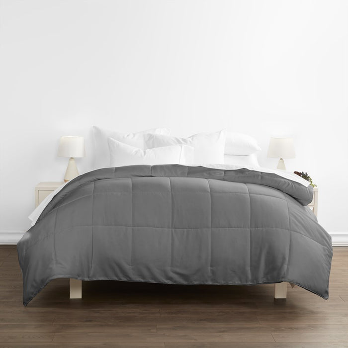 Gray All Season Alternative down Solid Comforter, Full/Queen, by Noble Linens