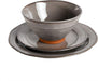 Gibson Elite Terranea round Reactive Glaze Terra Cotta Dinnerware Set, Service for Four (12Pcs), Grey