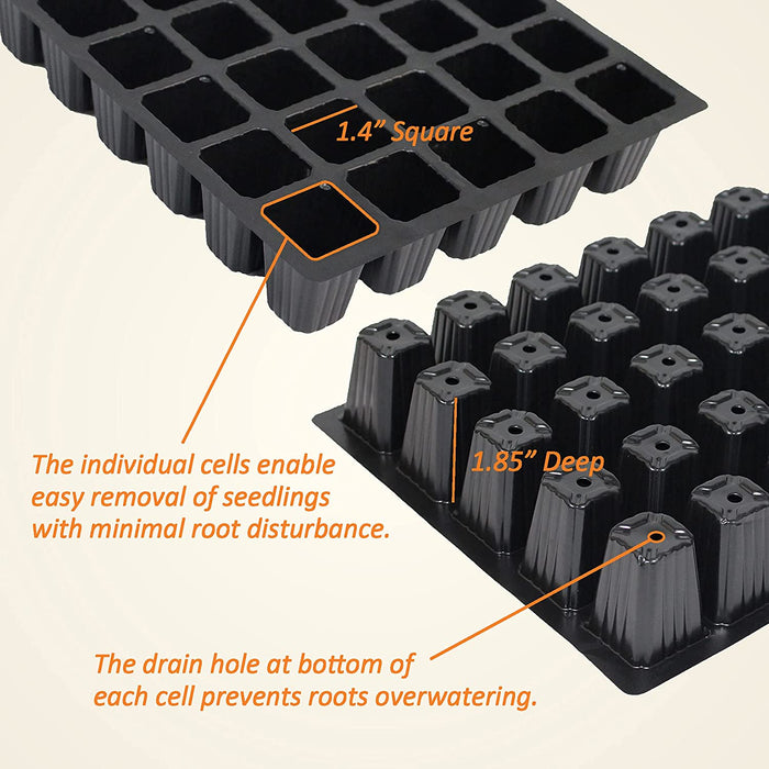 Gardzen 5-Set Garden Propagator Set, Seed Tray Kits with 200-Cell, Seed Starter Tray with Dome and Base 15" X 9" (40-Cell per Tray)
