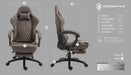 Gaming Chair Office Chair PC Chair with Massage Lumbar Support, Vintage Style PU Leather High Back Adjustable Swivel Task Chair with Footrest (Brown)