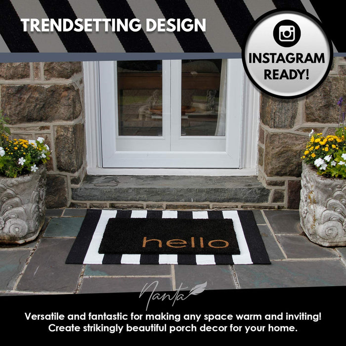 Black and White Striped Rug 27.5 X 43 Inches Cotton Woven Washable Outdoor Rugs for Farmhouse Layered Door Mats Stripe Carpet