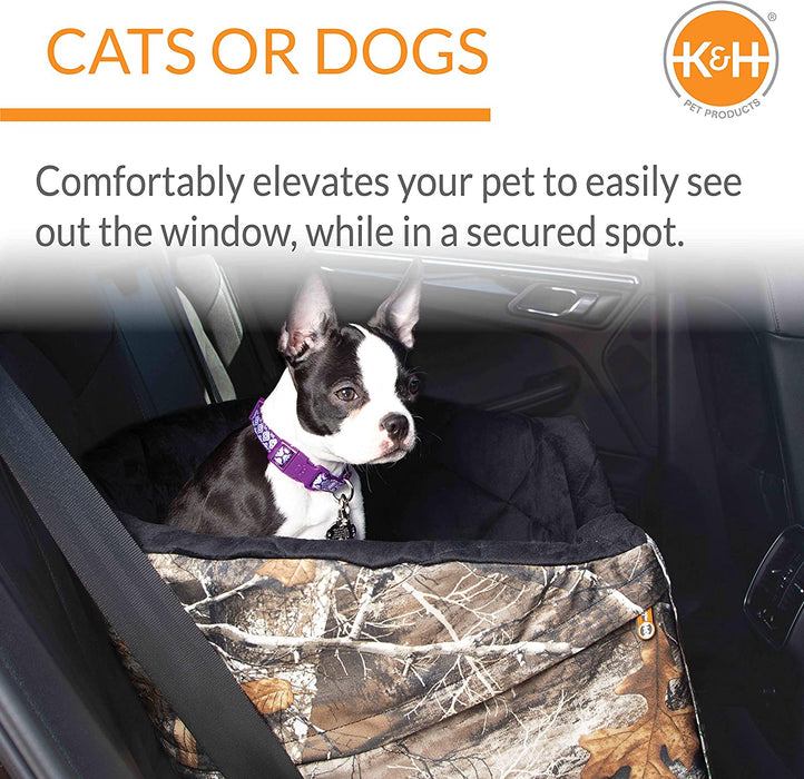 K&H Pet Product Bucket Booster Dog Car Seat, Elevated Pet Car Seat for Small Dogs & Cats Large Realtree Edge Camo