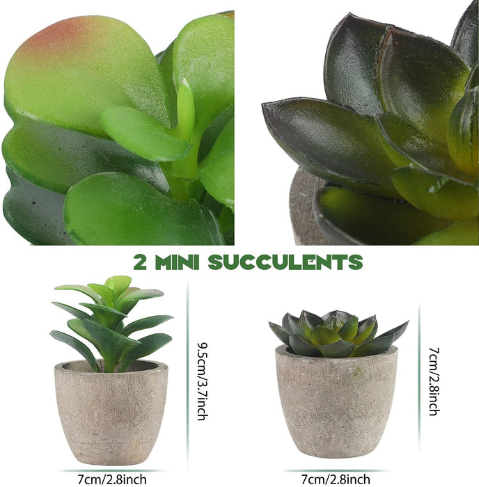 GIRLS Small Fake Plants Set of 4 - Eucalyptus Rosemary Succulents Plants Artificial in Pots for Home Decor Indoor - Mini Faux Potted Plants for Bedroom Bathroom Living Room Desk Shelf Decoration