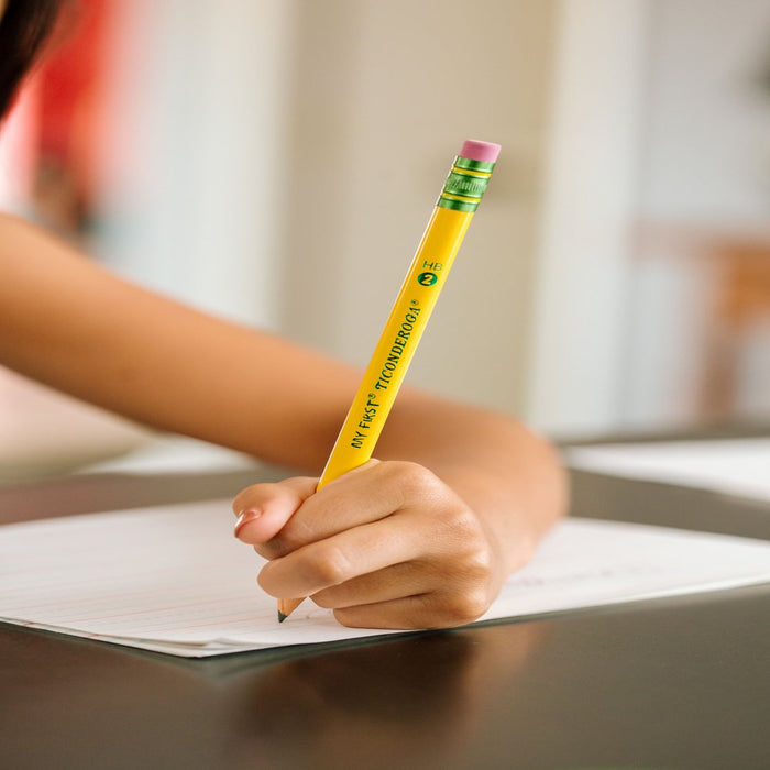 Ticonderoga My First Wood-Cased Pencils, Pre-Sharpened, Bonus Sharpener, Yellow, 4 Count
