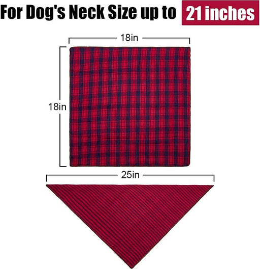 Dog Bandanas - 6PCS Birthday Gift Washable Green Black Blue Red Square Plaid Printing Christmas Dog Bib Double Reversible Kerchief Scarf Adjustable Accessories for Small to Large Dog Puppy Cat