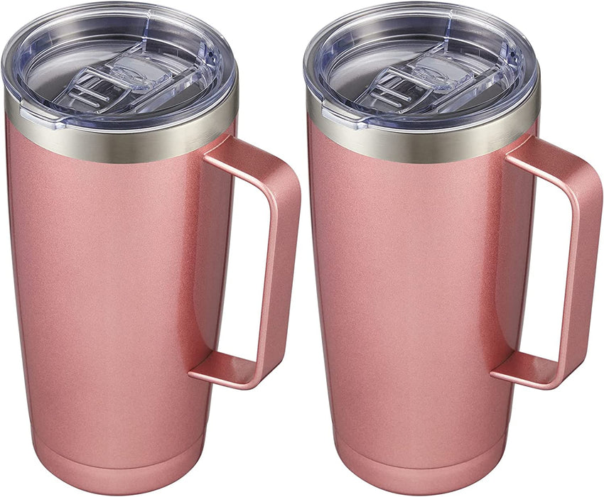 20 Oz Tumbler Mug with Lid and Straw, Insulated Travel Coffee Mug with Handle, Double Wall Stainless Steel Vacuum Coffee Tumbler, Thermal Coffee Cup, Navy Blue