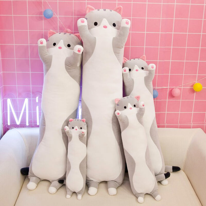 130Cm Cute Soft Long Cat Plush Toys Office Nap Stuffed Animal Pillow Home Comfort Cushion Christmas Gift Doll for Kids Girl