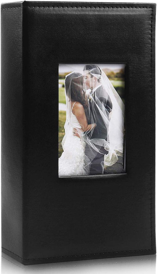 Photo Picture Album 4X6 300 Photos,Small Capacity Premium Leather Cover Wedding Family Photo Albums Holds 300 Horizontal Photos(Black)