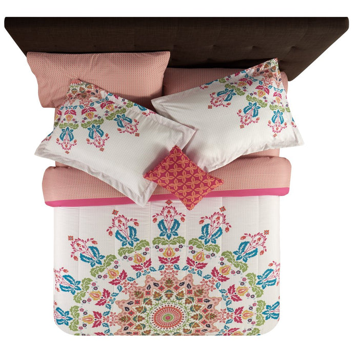 Mainstays Coral Medallion 6 Piece Bed in a Bag Comforter Set with Sheets, Twin/Twin XL