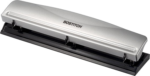 Bostitch Office 3 Hole Punch, 12 Sheet Capacity, All-Metal, Silver