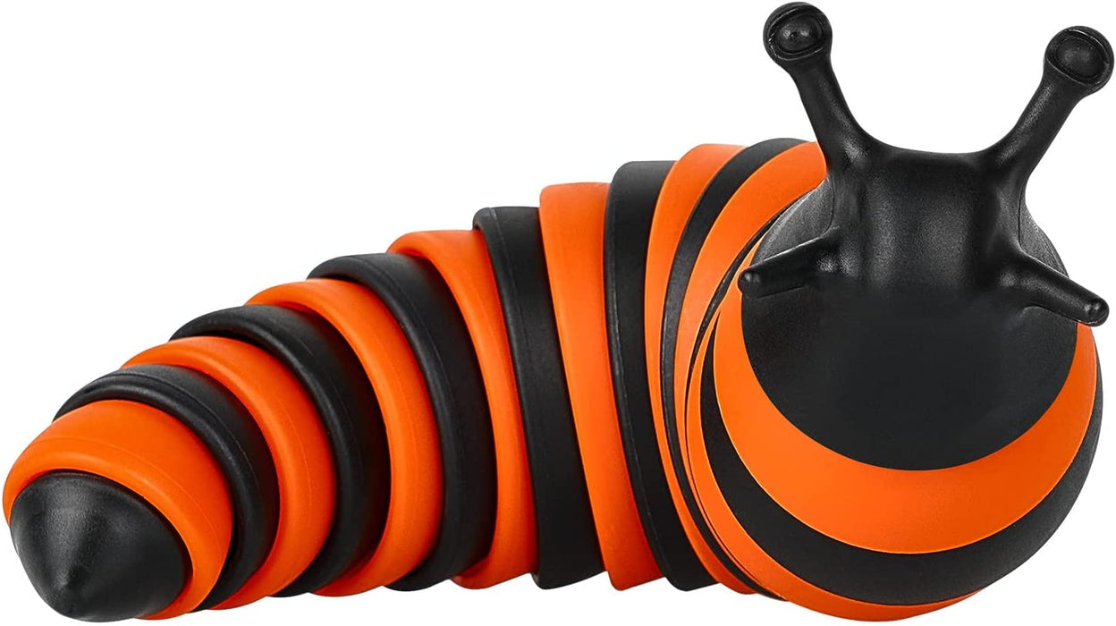 Articulated Slug Fidget Toy Flexible Swing Rotation ASMR Toys EDC Fidget Toys BPA Free anti Stress Anxiety Autism ADHD OCD ADD Sensory Toys Gift for Kids and Adults (Black & Orange)