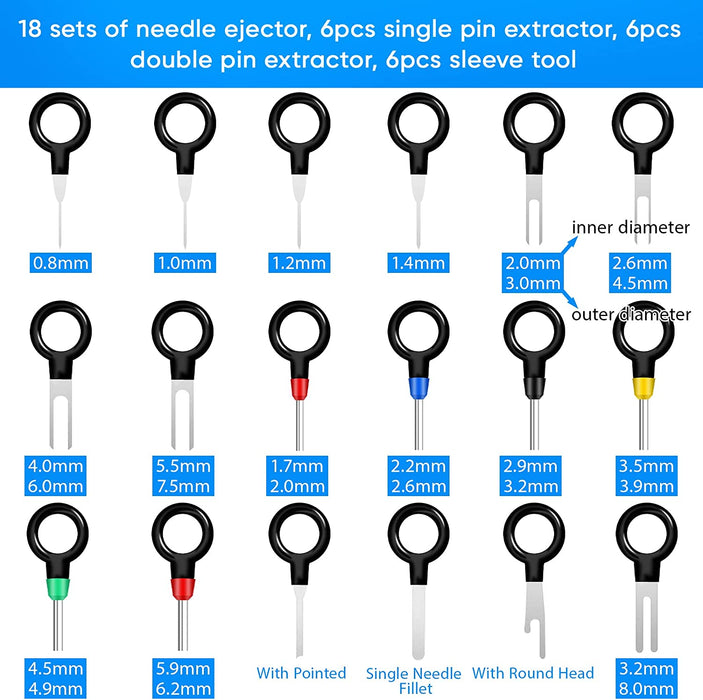 Terminal Pin Removal Tool Kit 82 Pcs Depinning Tool Electrical Connector Pin Extractor Tool Set Wire Terminal Release Tool for Automotive Car Household Devices