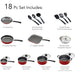 Tramontina Primaware 18 Piece Non-Stick Cookware Set, Red