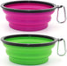 Collapsible Dog Bowl, 2 Pack Collapsible Dog Water Bowls for Cats Dogs, Portable Pet Feeding Watering Dish for Walking Parking Traveling with 2 Carabiners (Small, Orange+Pink)