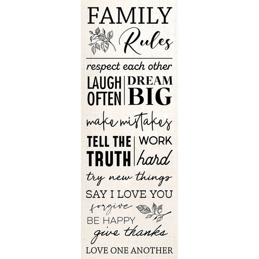 Family Rules Canvas Wall Decor 9" X 24"