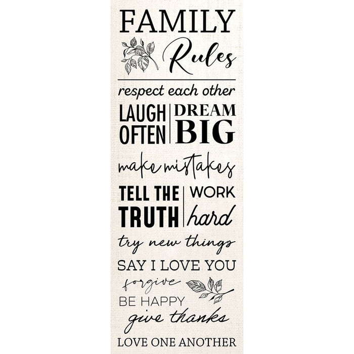Family Rules Canvas Wall Decor 9" X 24"