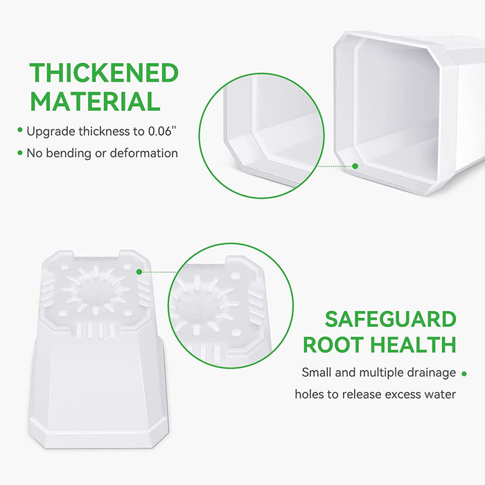 30Pcs 2.7 Inches Nursery Pots with Trays, 50Pcs Plant Labels, Thickened Square Transplanting Pots Kit, Plant Seed Starter, Drain Holes, Germination, Home Décor, Garden, Balcony, White