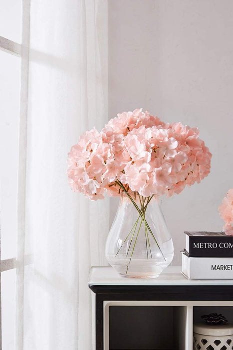 Artificial Hydrangea Flowers Blush Heads 10 Fake Hydrangea Silk Flowers for Wedding Centerpieces Bouquets DIY Floral Decor Home Decoration with Stems.