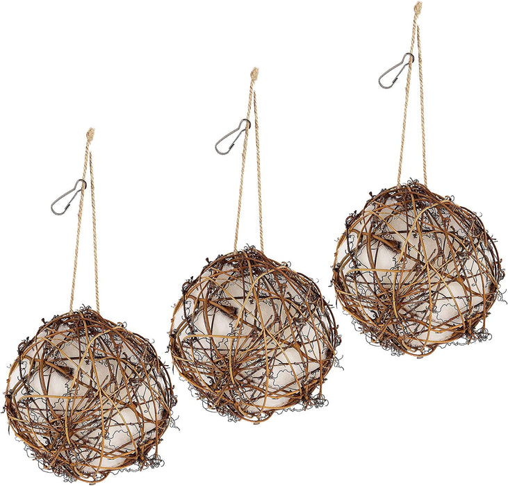 Set of 3 Globe Hummingbird Nesters, Full of Bird Nesting Materials, Design for Bird Lovers, Idea Bird Gifts in Outdoor Indoor Patio Garden
