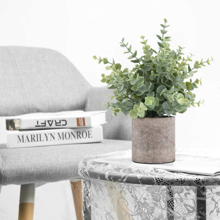 3 Pack Mini Potted Artificial Plants Fake Eucalyptus Greenery in Pots for Home Office Desk Decor