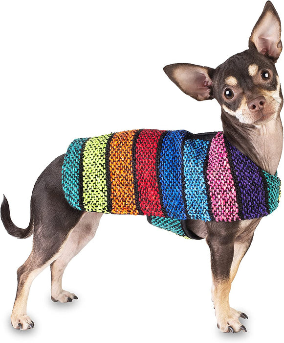 Dog Clothes - Handmade Dog Poncho from Authentic Mexican Blanket by  (Blue, Large)