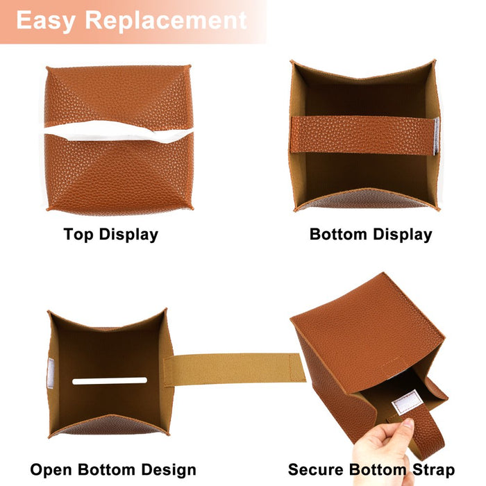 Tissue Box Cover, PU Leather Square Tissue Box Holder for Living Room/Night Stands/Office/Car/Dining Table Home Decor