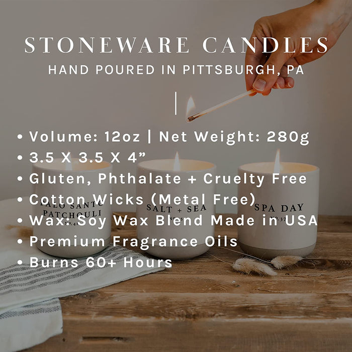Farmhouse Candle | Autumn, Cinnamon, and Nutmeg, Fall Scented Soy Candles for Home | 12Oz Stone Jar, 60+ Hour Burn Time, Made in the USA
