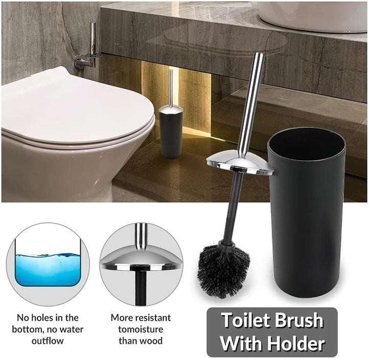 Delaman Bathroom Sets Accessories,Plastic 6 Piece Bathroom Accessory Set Bathroom Trash Can Set with Drawstring Trash Bags,Soap Dispenser,Tooth Mug,Soap Dish,Toilet Brush Holder