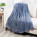 Melange Waffle Texture with Velvet Plush Fleece Dual Layer Reversible Throw Blanket, 50" X 60", Navy and Blue