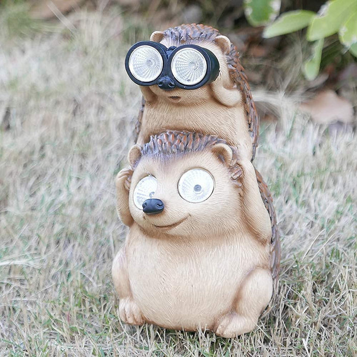 Garden Statues Hedgehog Yard Decor Solar Animal Outdoor Lawn outside Decorations Patio Ornaments Porch Waterproof Funny Sculptures Cute Figurines Gifts