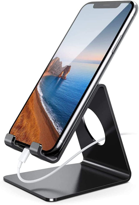 Cell Phone Stand, Desk Phone Holder Cradle, Compatible with Phone 12 Mini 11 Pro Xs Max XR X 8 7 6 plus SE, All Smartphones Charging Dock, Office Desktop Accessories - Silver