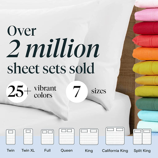 6 PC Sheet Set Bamboo Sheets Deep Pockets 18" Eco Friendly Wrinkle Free Sheets Machine Washable Hotel Bedding Silky Soft - White Queen
