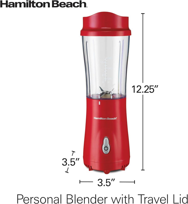Portable Blender for Shakes and Smoothies with 14 Oz BPA Free Travel Cup and Lid, Durable Stainless Steel Blades for Powerful Blending Performance, Red (51101RV)