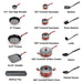 T-Fal Easy Care Nonstick Cookware, 20 Piece Set, Red, Dishwasher Safe