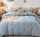 Bedding Duvet Cover Set 100% Washed Cotton Linen like Textured Breathable Durable Soft Comfy (Cornflower Blue, Queen)