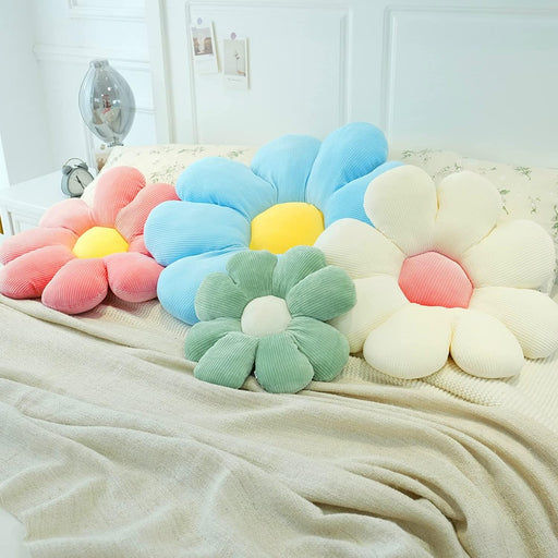 Flower Pillow Cute Daisy Floor Cushion Soft Plant Pillows Leisure Aesthetic Home Decor for Bedroom, Living Room(Sage Green,21.5")