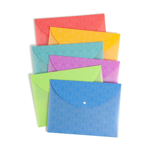 Single Pocket Poly Document Holders, 6 Count, Snap Closure, Multi-Color Bold and Bright 5895U