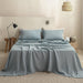 Simple&Opulence 100% Linen Sheet Set Solid Color-4 Pcs Washed French Linen Bed Sheets(1 Flat Sheet,1 Fitted Sheet,2 Pillowcases)-Breathable Bedding Set (Dusty Blue, Queen)
