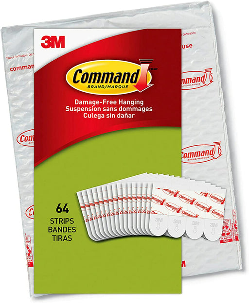 Command Poster Strips, Damage Free Hanging Poster Hangers, No Tools Wall Hanging Strips for Posters, 64 White Command Adhesive Strips