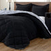 Lightweight Solid Comforter Set (King) with 2 Pillow Shams - 3-Piece Set - Black and Grey - down Alternative Reversible Comforter