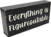 Home Office Desk Black Decor - Inspirational Farmhouse Wooden Box Sign - Everything Is Figureoutable