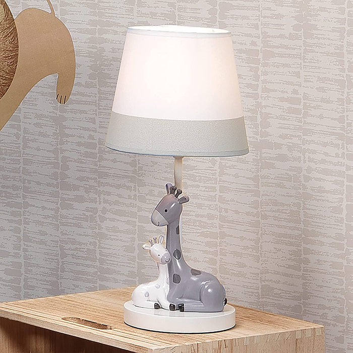 Jungle Friends White/Gray Giraffe Nursery Lamp with Shade & Bulb