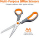 Amazon Basics Multipurpose, Comfort Grip, PVD Coated, Stainless Steel Office Scissors - Pack of 3