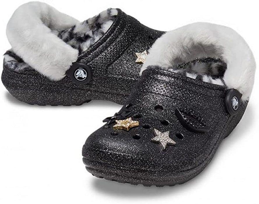 Unisex-Adult Classic Glitter Lined Clogs | Fuzzy Slippers