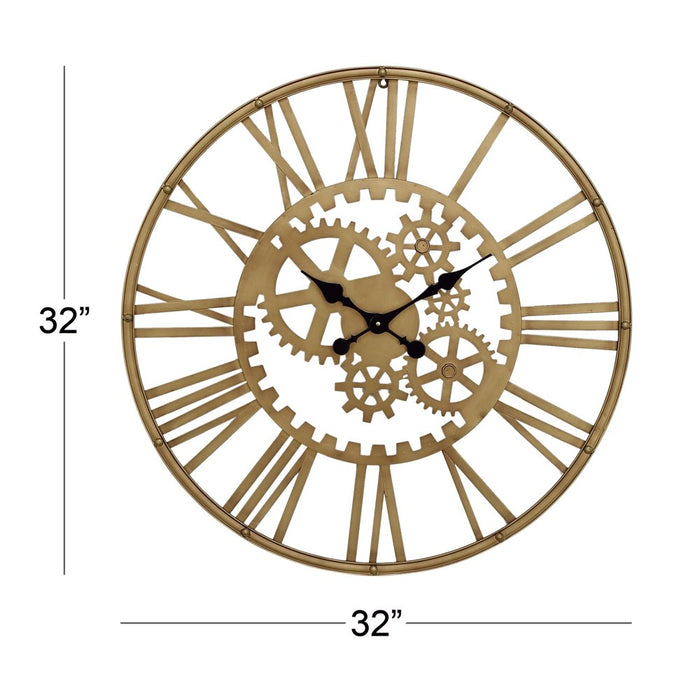 32" Gold Metal Gear Wall Clock