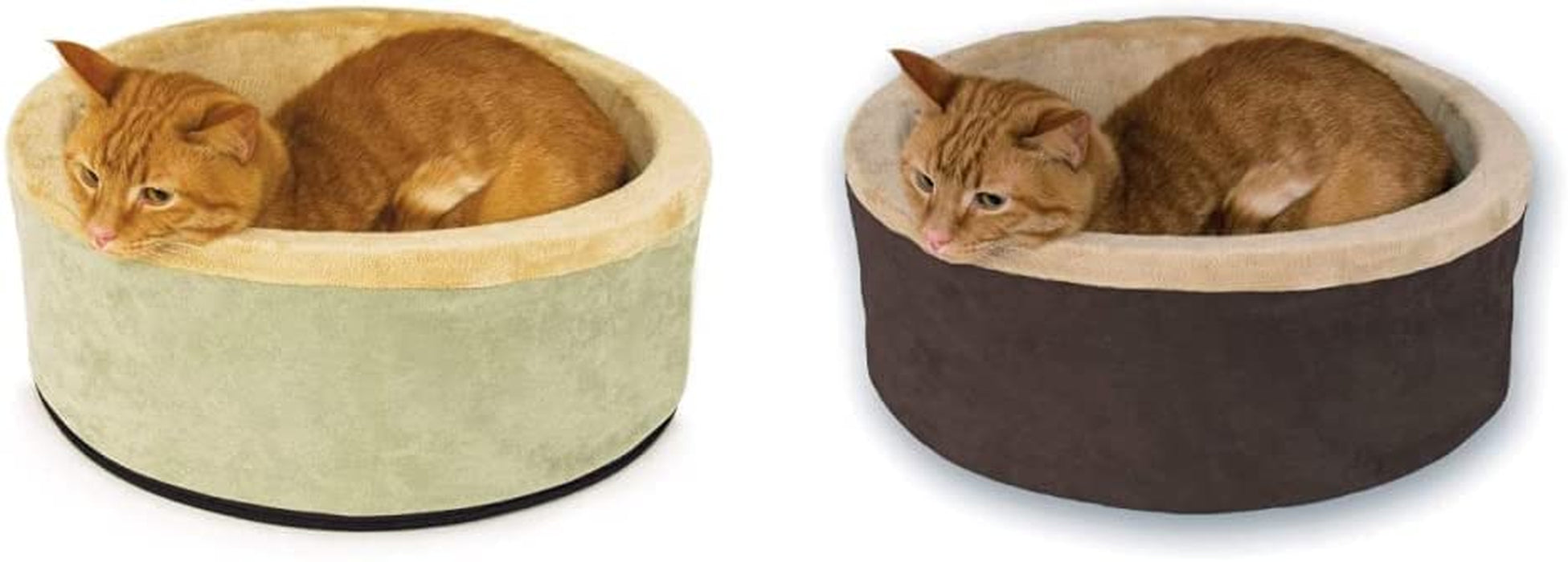 K&H PET PRODUCTS Thermo-Kitty, Heated Cat Bed Large 20 Inches Sage/Tan