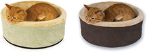 K&H PET PRODUCTS Thermo-Kitty, Heated Cat Bed Large 20 Inches Sage/Tan