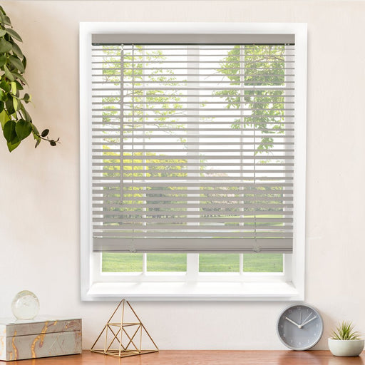 Cordless 1" Vinyl Mini Blinds Gloss Gray (Room Darkening) 16"W X 48"H