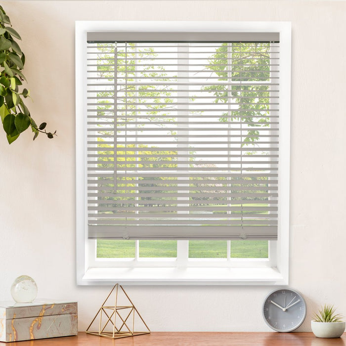 Cordless 1" Vinyl Mini Blinds Gloss Gray (Room Darkening) 16"W X 48"H